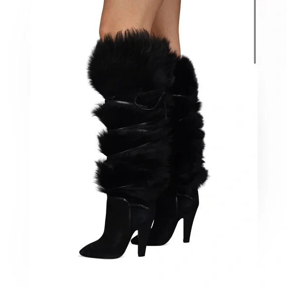 Saint laurent boots with fur 2025